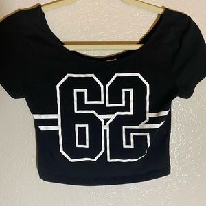 Black Cropped  Number Tee